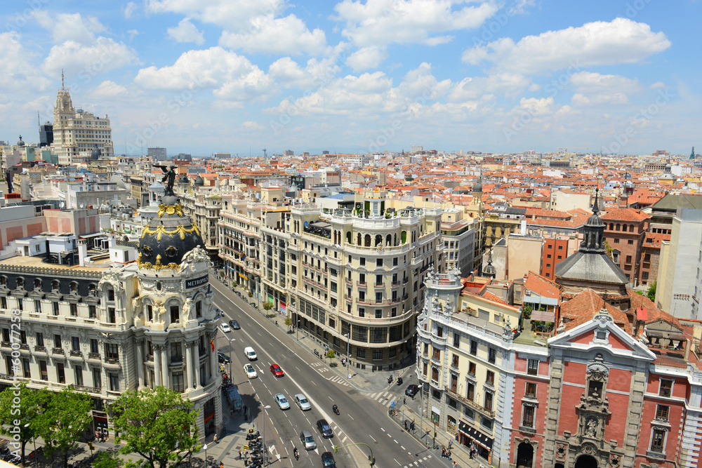 Naklejka premium Madrid City Skyline aerial view, Madrid, Spain