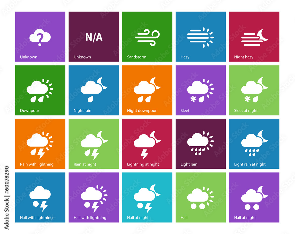 Weather icons on color background. Weather icons on color background.