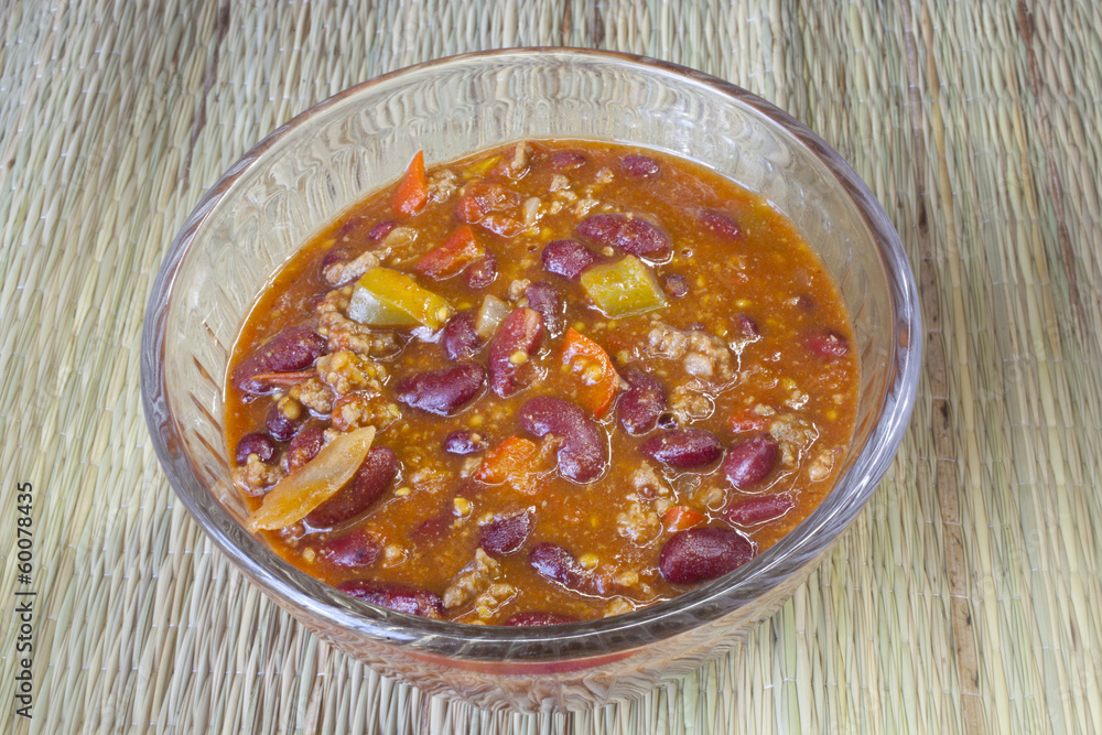 A bowl of homemade chili A bowl of homemade chili