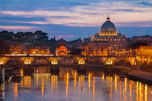 Rome - Angels bridge and St. Peter s basilica in evening © Renáta Sedmáková