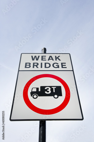 Sign saying Weak Bridge