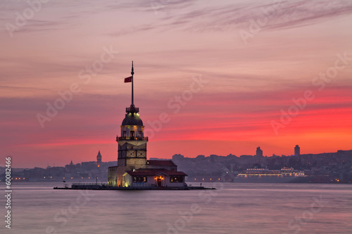 Maiden's Tower at sunset. Istanbul, Turkey photo