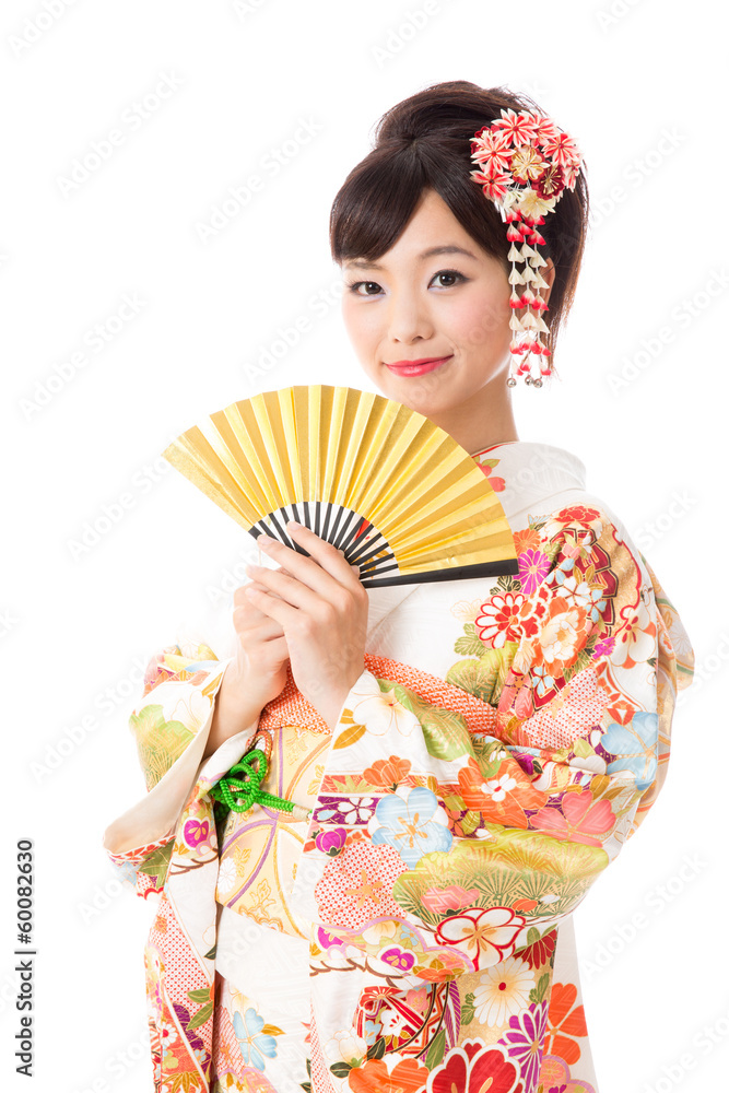 japanese kimono woman on white background japanese kimono woman on white background