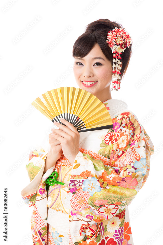 japanese kimono woman on white background japanese kimono woman on white background