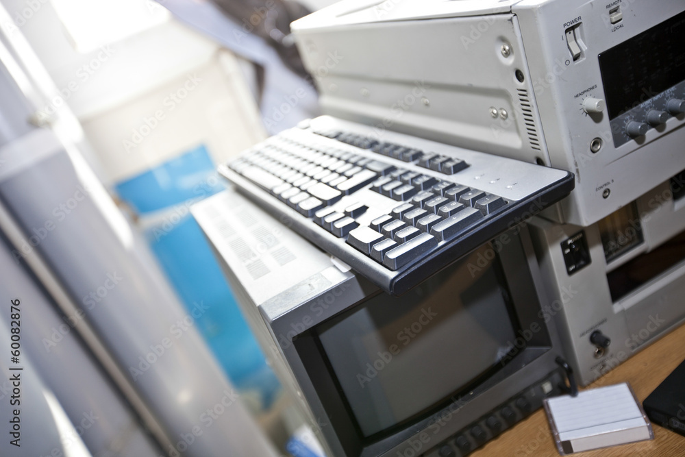 Monitor and VCR in television station Monitor and VCR in television station