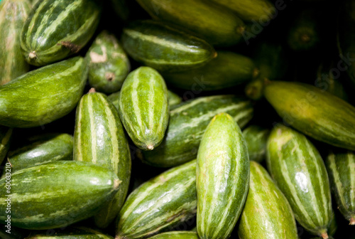 Close-up of fresh cucumbers in grocery store