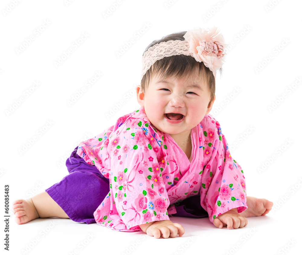 Asian baby with japanes kimono Asian baby with japanes kimono