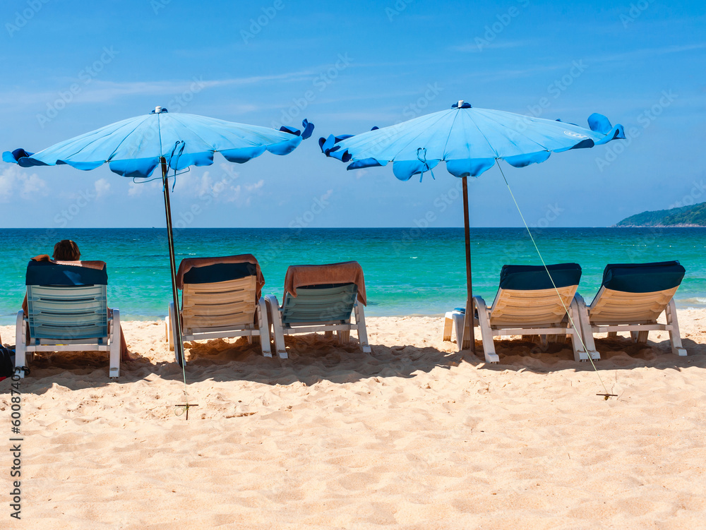 umbrellas and lounge chairs on the beach