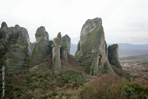 rock formations at meteora in greece
