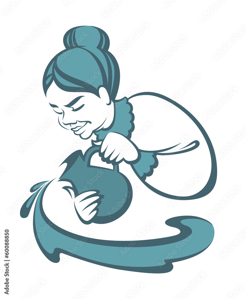 blue label and symbol for farm fresh milk with female worker blue label and symbol for farm fresh milk with female worker