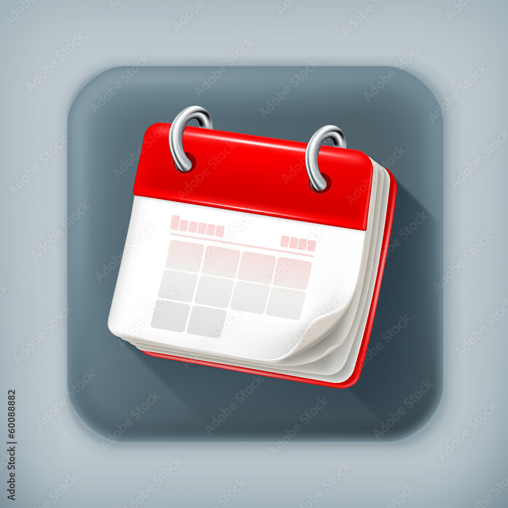 Calendar, long shadow vector icon Calendar, long shadow vector icon