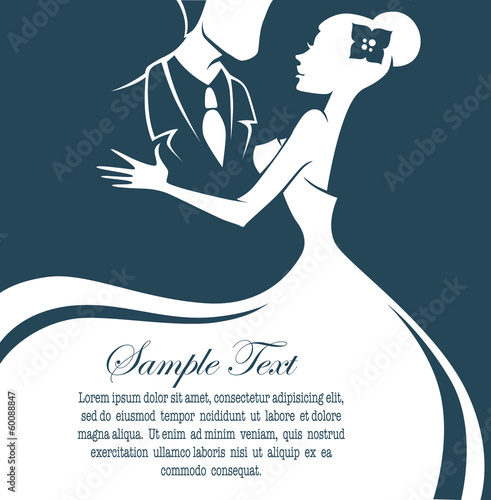 bride and groom, wedding card in elegant style