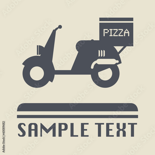 Scooter with pizza box, vector illustration