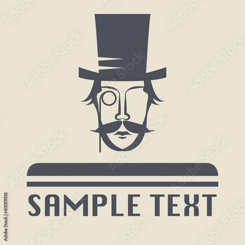 Hat and mustache icon or sign, vector illustration