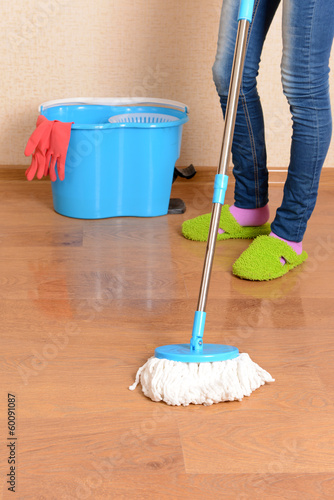 House cleaning with mop