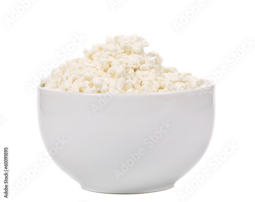 Cottage cheese in plate.