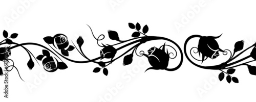 Horizontal seamless vignette with rose buds. Vector illustration #60092092