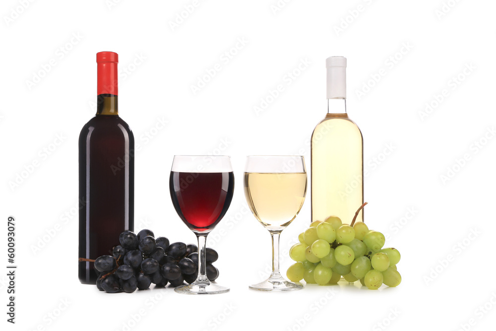 Fototapeta premium Composition of wine bottle and glass.