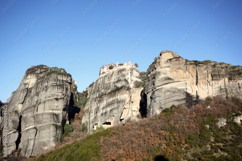 greek orthodox church and monastery on a pinnacle of rock in meteora greek orthodox church and monastery on a pinnacle of rock in meteora