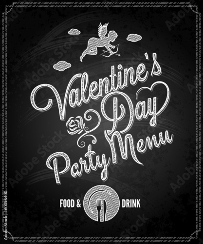 valentines day chalkboard party menu design background