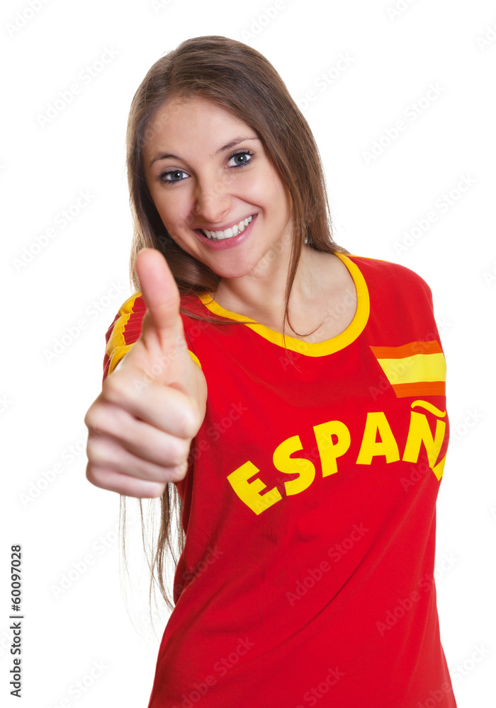Obraz premium Woman from Spain showing thumb up