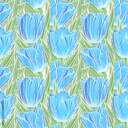 Fototapeta Naklejka Na Ścianę i Meble -  Seamless pattern with tulips