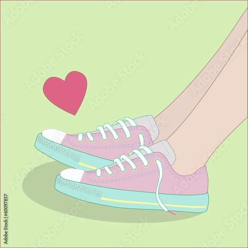 fashionable sneakers and heart