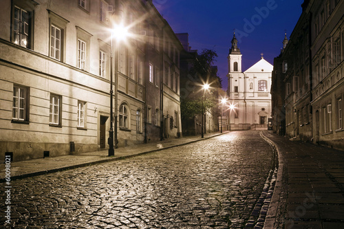 The street of the old town in Warsaw at night #60098021