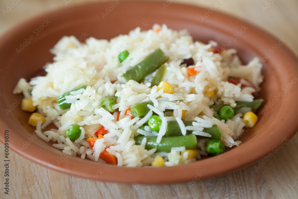 rice and vegetables with shallow depth of field rice and vegetables with shallow depth of field