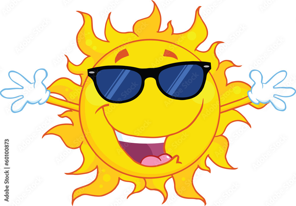 Happy Sun With Sunglasses And Open Arms Happy Sun With Sunglasses And Open Arms