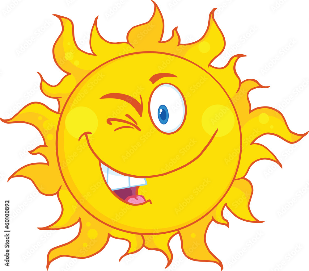 Winked Sun Cartoon Mascot Character Winked Sun Cartoon Mascot Character