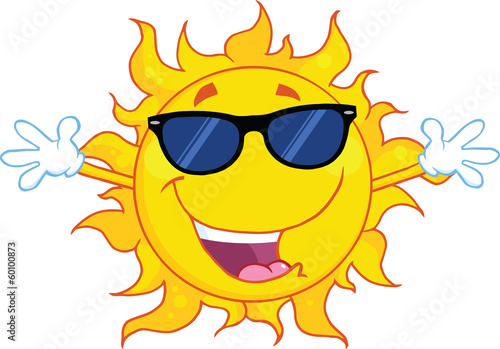 Happy Sun With Sunglasses And Open Arms