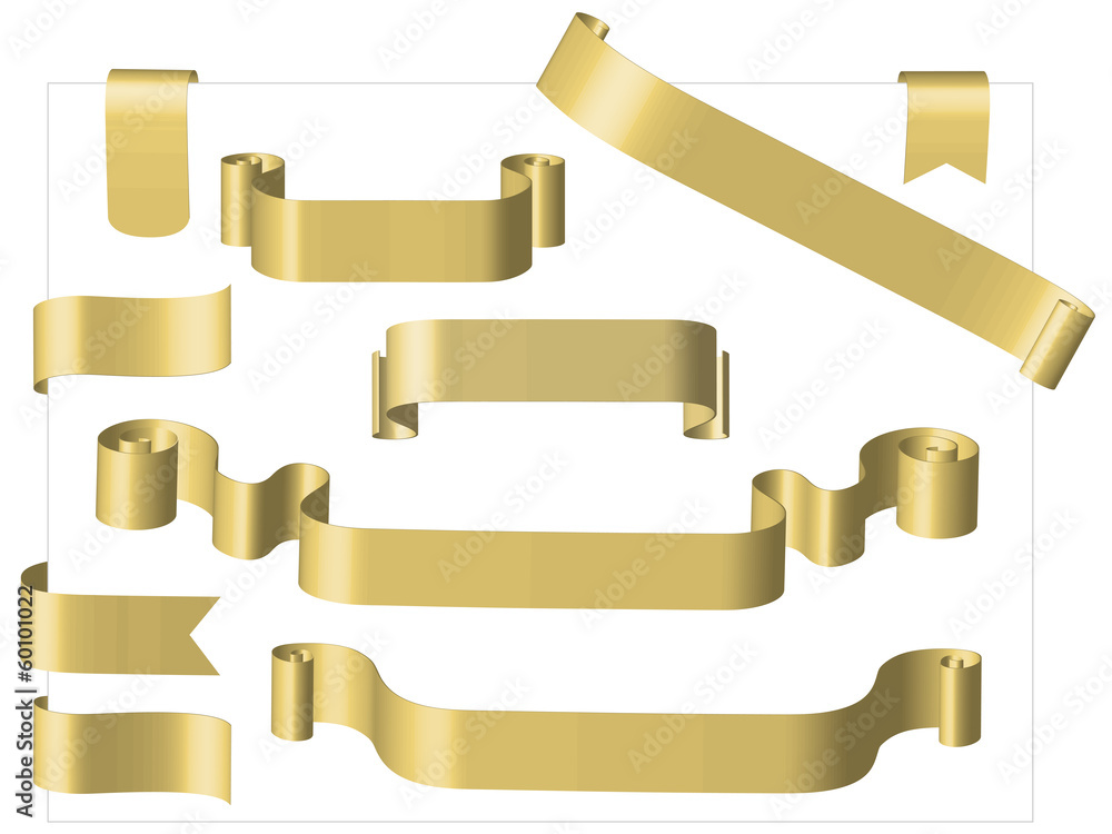 GOLD DECORATIVE RIBBONS (button icon label banner)