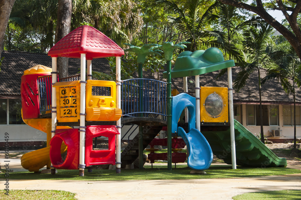 Colorful playground equipment.