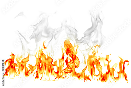 Fire and smoke isolated on white background