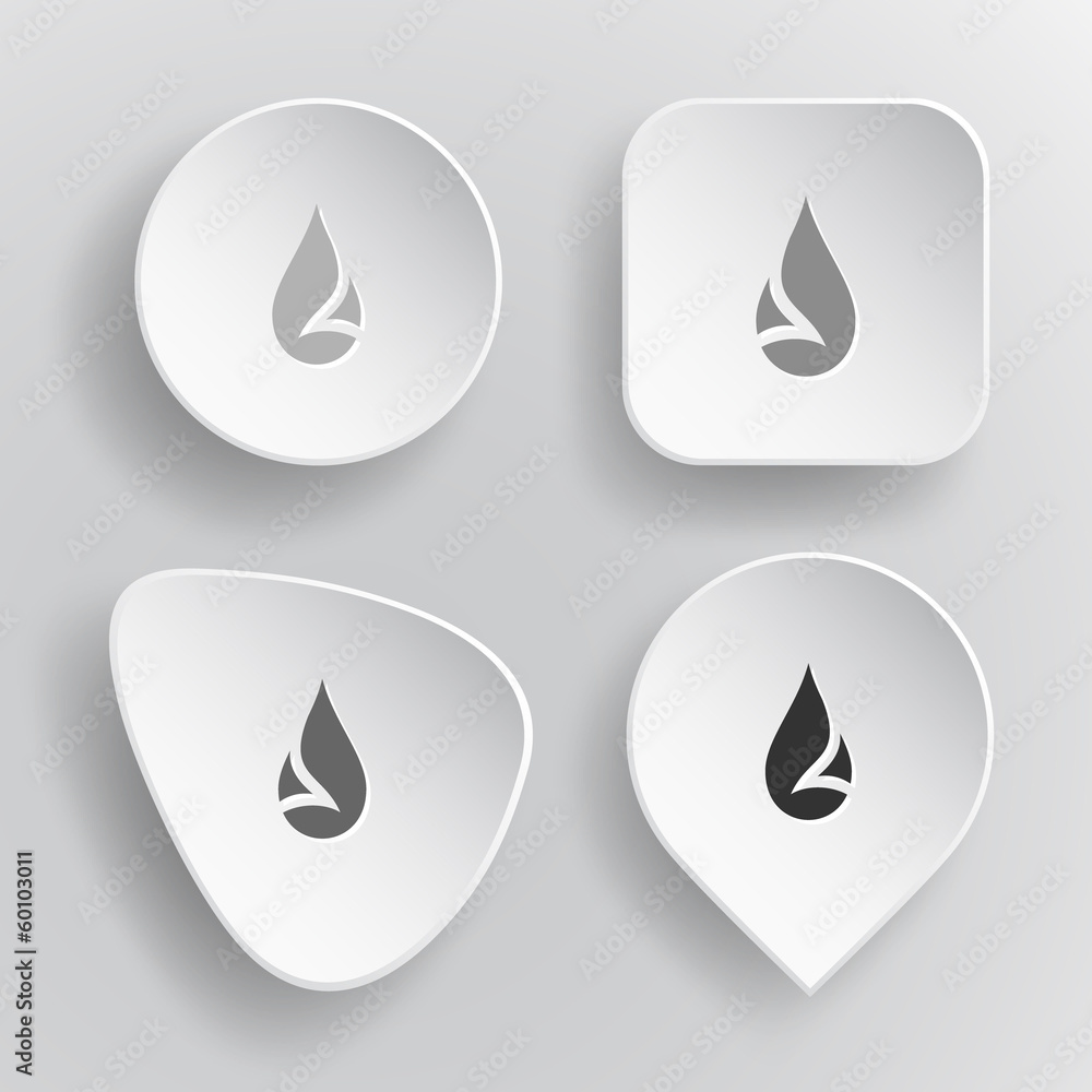 Drop. White flat vector buttons on gray background. Drop. White flat vector buttons on gray background.