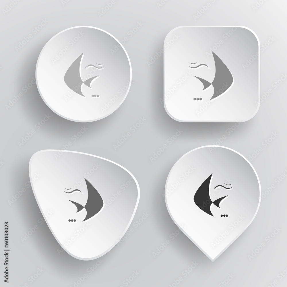 Fish. White flat vector buttons on gray background. Fish. White flat vector buttons on gray background.