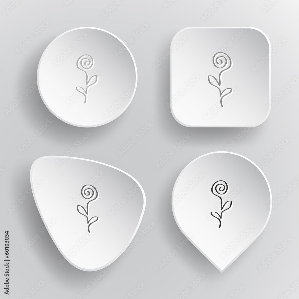 Abstract rose. White flat vector buttons on gray background. Abstract rose. White flat vector buttons on gray background.