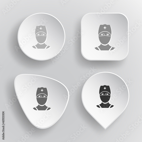 Doctor. White flat vector buttons on gray background.