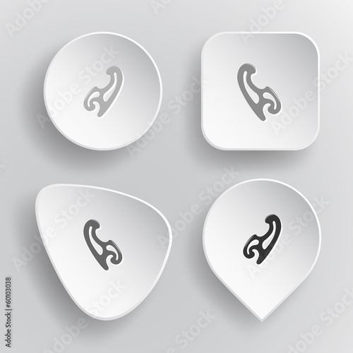 French curve. White flat vector buttons on gray background.