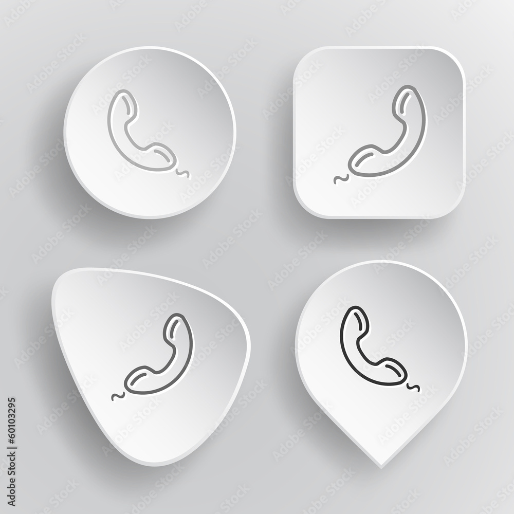 Handset. White flat vector buttons on gray background. Handset. White flat vector buttons on gray background.