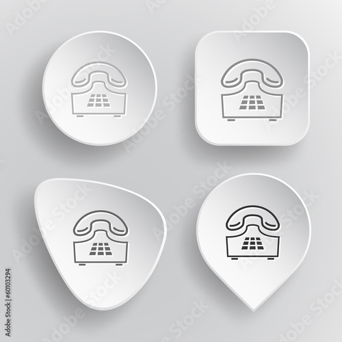 Push-button telephone. White flat vector buttons on gray backgro