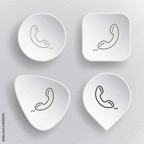 Handset. White flat vector buttons on gray background.