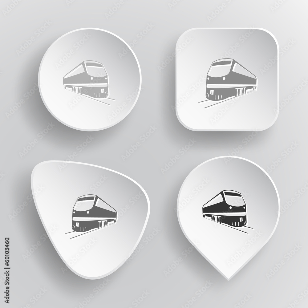 Train. White flat vector buttons on gray background. Train. White flat vector buttons on gray background.