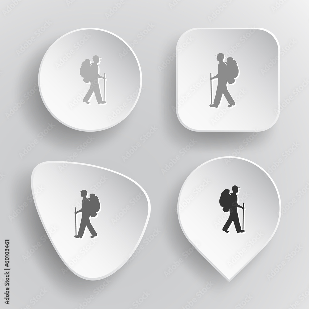 Traveller. White flat vector buttons on gray background. Traveller. White flat vector buttons on gray background.