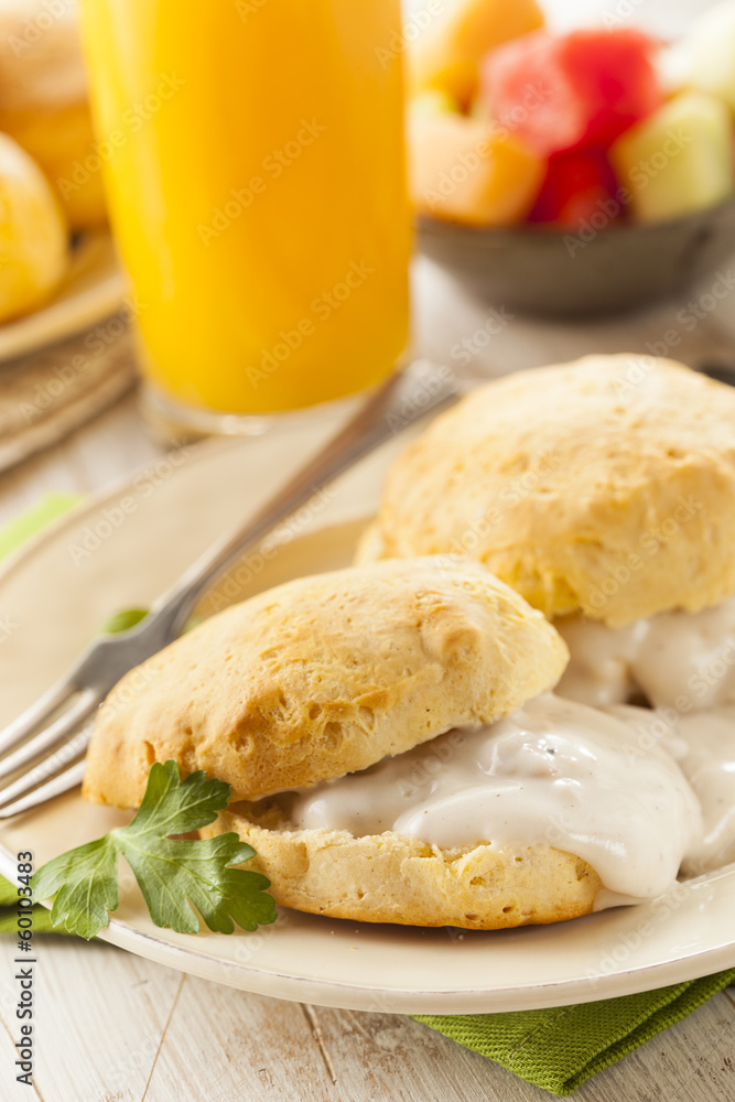 Homemade Buttermilk Biscuits and Gravy