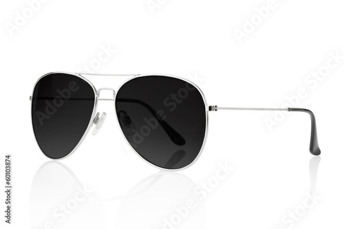 Billede på lærred Black sunglasses isolated on white, clipping path