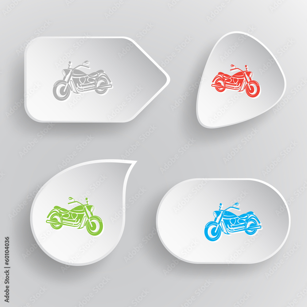 Motorcycle. White flat vector buttons on gray background. Motorcycle. White flat vector buttons on gray background.