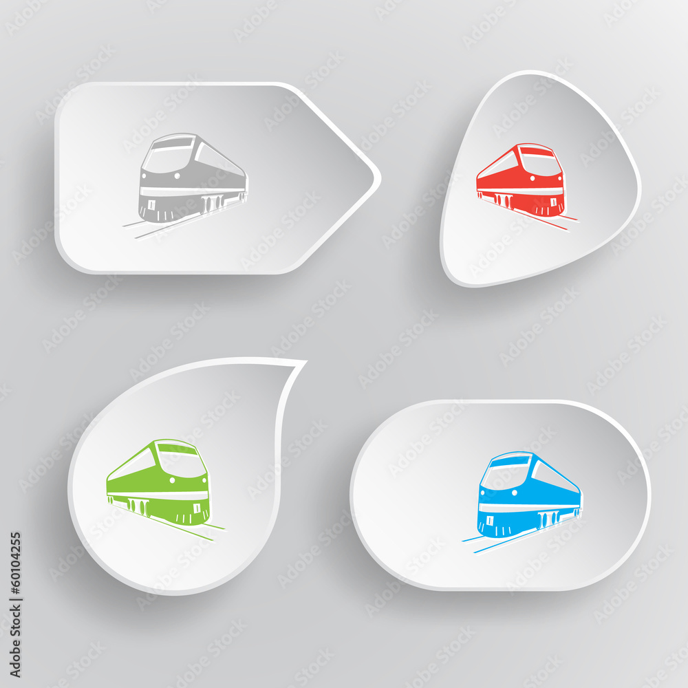 Train. White flat vector buttons on gray background. Train. White flat vector buttons on gray background.