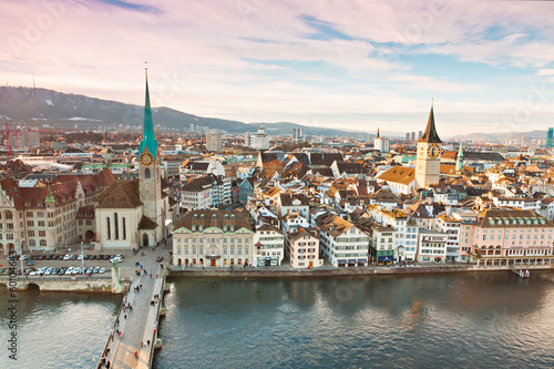 Blick vom Grossmünster auf Zürich